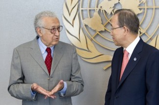 The Secretary-General with Mr. Lakhdar Brahimi, newly-appointed Joint Special Representative of the United Nations and the League of Arab States for Syria.