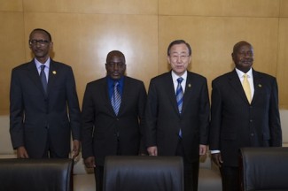 Ban Ki-moon with leaders Rwanda-Congo-Ethiopia - UN